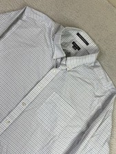 Eddie Bauer Dress Shirt Mens Tall XL White Blue Check Wrinkle Free Relaxed Fit
