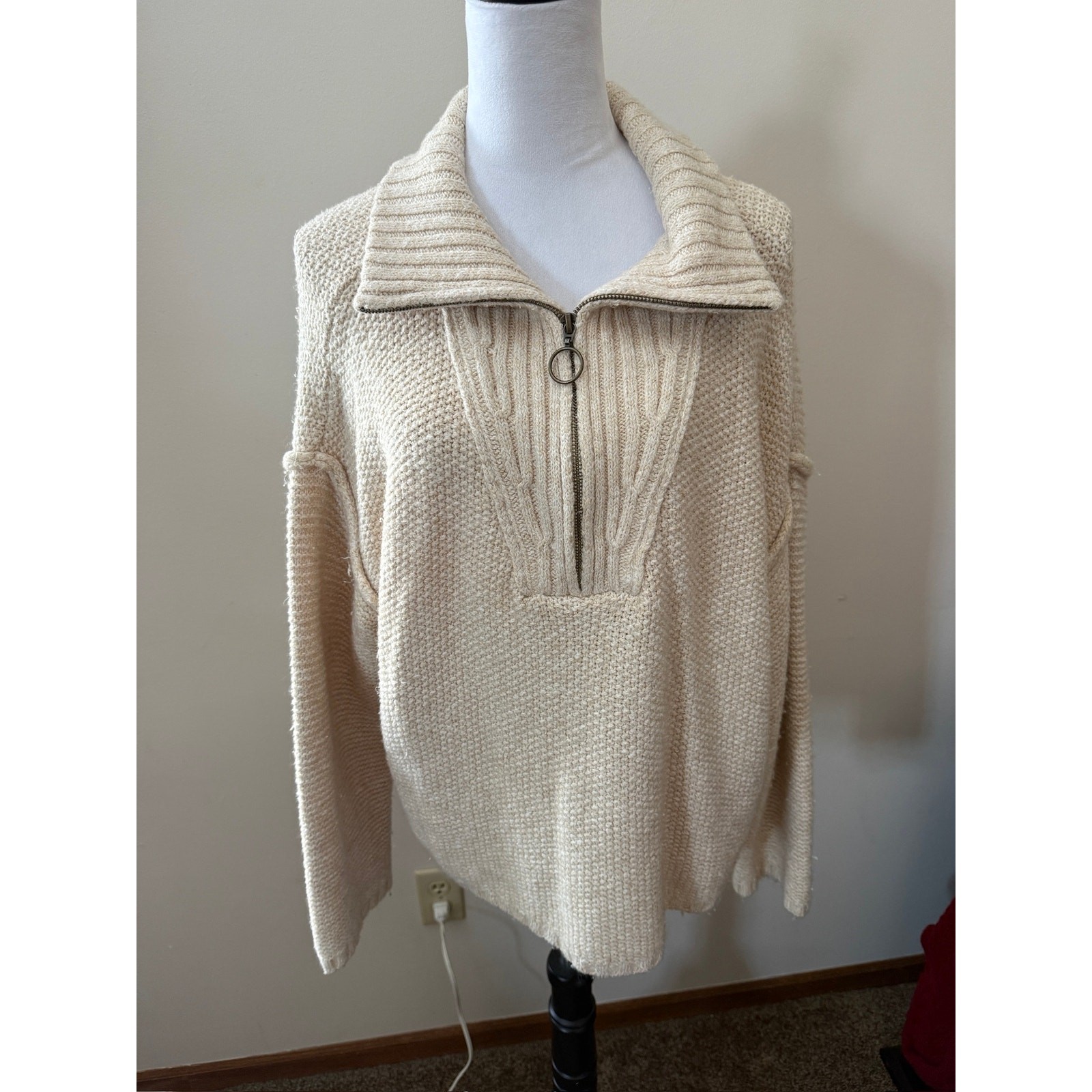 Universal Thread Cream Knit Half Zip Sweater - image 1
