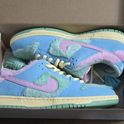 Nike SB Dunk Low VERDY Colorblock Blue Green Pink Faux Fur Cushioned Sneaker
