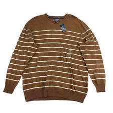 Club Room Mens Gregor Striped Crewneck Sweater Brown White 2XL