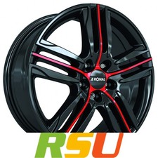 Ronal R57 jetblack-red spoke 7.5x17" ET48 LK5 112 ML 76 Alufelgen 17 Zoll