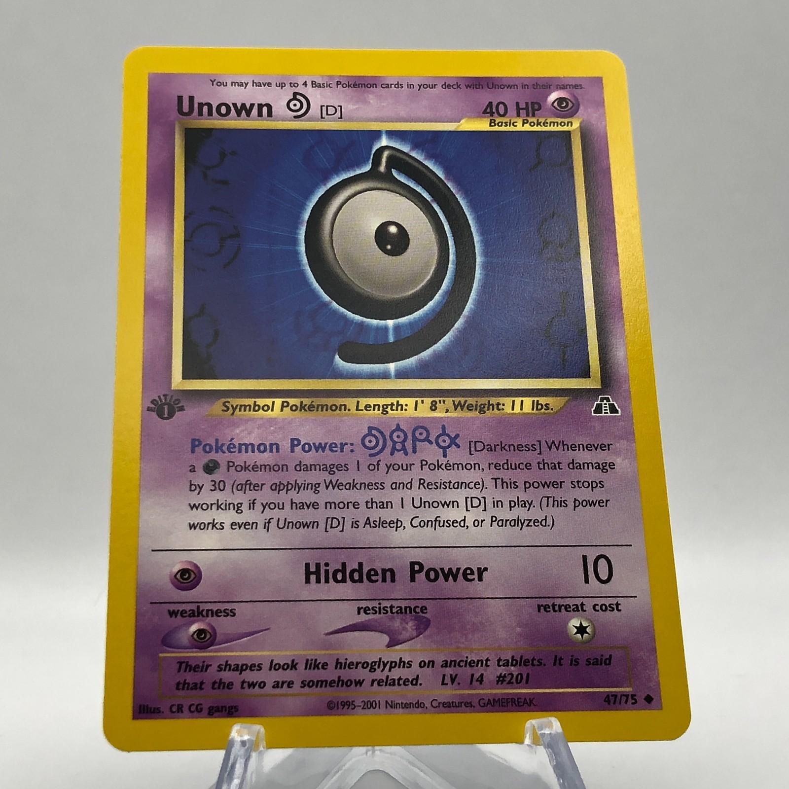 Pokemon Unown D 47/75 - Neo Discovery - LP Uncommon - 1st Edition WotC Vintage