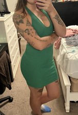 Green Halter Neck Mini Dress Women’s Size Medium Tie Back Sleeveless