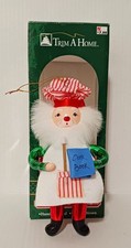 Vintage Christmas 1990s Trim A Home Home Glass Cook Santa Chef Ornament Large 7"