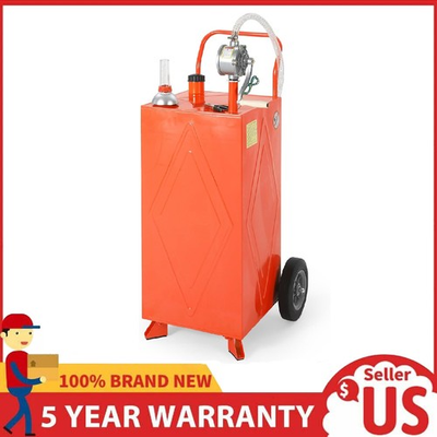#ad 30 Gallon Gas Caddy Storage Tank with Pump amp; Wheels Fuel Fluid Diesel Transfer $185.99