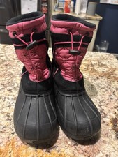 Girl's Insulated Winter Snow Boots Black Pink Waterproof Size 4/5 VGUC