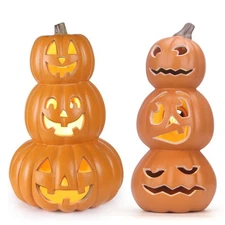 Halloween Jack OLantern Light Up Pumpkin 14"& 15" Waterproof Lighted Pumpkin