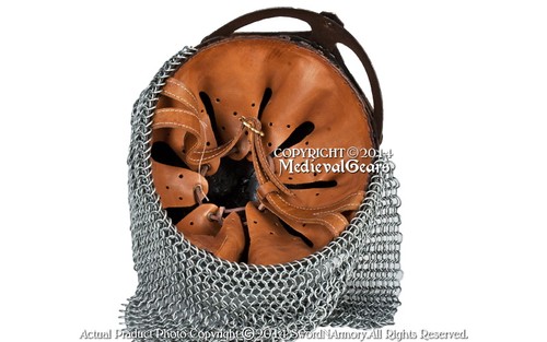 Functional Viking Gjermundbu Helmet 16G with Aventail Chainmail Battle Ready SCA - Picture 5 of 5