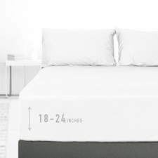 Queen Fitted Sheet, 1-Piece Extra Deep Pocket Fitted Bottom Sheet 22", 100 C...