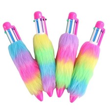 2-pack colorful ballpoint pens, 6-in-1 multi-color pen, cute plush 6-color pen