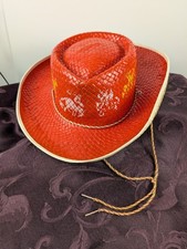 Vintage Kids Cowboy Hat Western Costume Rodeo Child Toy Straw Hat Retro