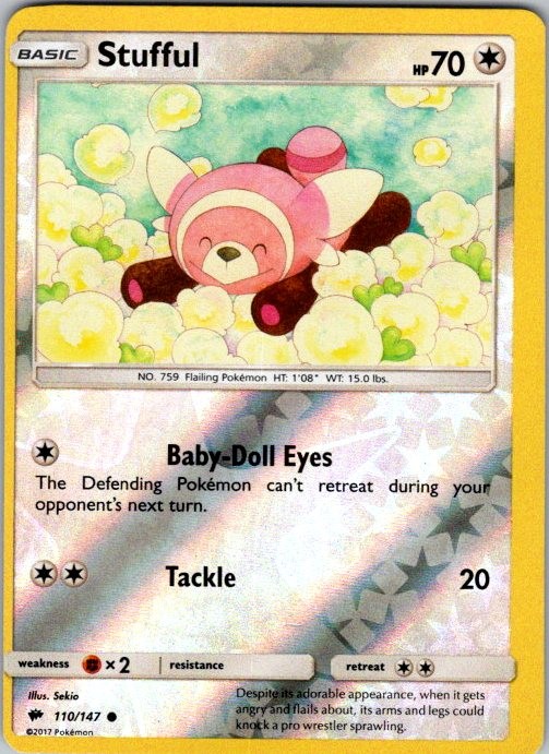 Stufful 110/147 Common Burning Shadows Pokemon Reverse Holo Near Mint