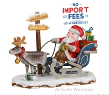 Hubrig Volkskunst Santa’s Coming Figurine 4.3" Reindeer Sleigh Germany