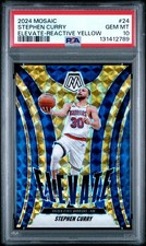 2024 PANINI MOSAIC ELEVATE REACTIVE YELLOW #24 STEPHEN CURRY 23/99 PSA 10