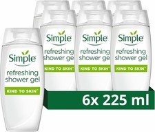 Simple Kind to Skin Refreshing Shower Gel – 225ml – Pack of 6 – Body Wash 7.20 per litre