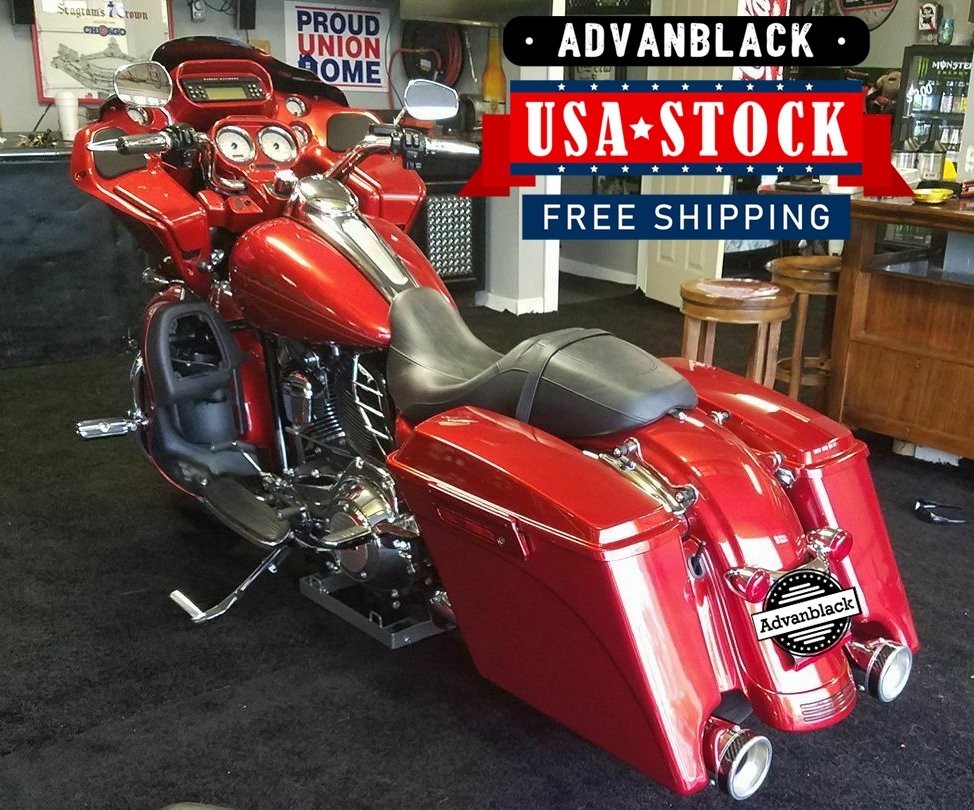 Candy Orange Stretched Saddlebags Bottom For 93-13 Harley