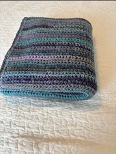 Crocheted  Blanket Handmade Lap Throw:Blanket 56” X 56” Square