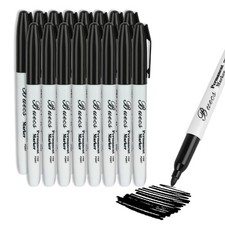 Permanent Markers, 128 Count Black Permanent Markers, Fine Point, Waterproof ...