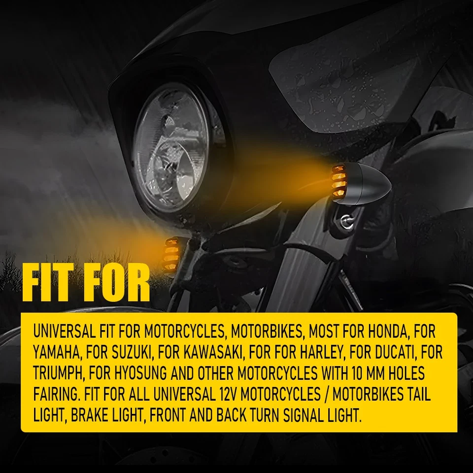 4PCS Motorcycle Front+Rear Turn Signal Blinker DRL Light For Yamaha Kawasaki - Image 2 of 4