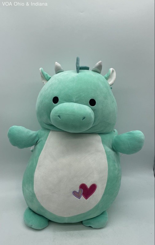Squishmallow Hug Mees Miles the Dragon Plush Mint Green Heart 2020 Kellytoy