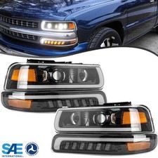 4pcs LED Headlights DOT Bumper Lamp Set For 99-02 Chevy Silverado 1500 2500 HD