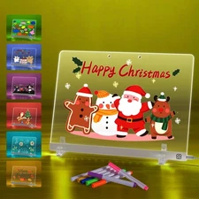 LED Message Drawing Board 13.7"X10" – Light Up Acrylic Dry Erase Note Board w...