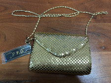 Vintage Y S Original Gold Mesh Envelope Convertible Clutch Shoulder Bag NWT