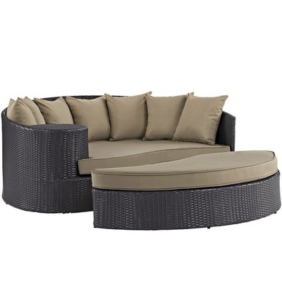 Modway Convene Aluminum and Rattan Patio Daybed in Espresso/Mocha
