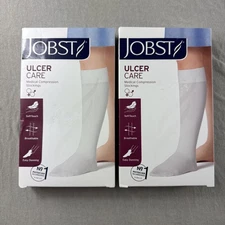 Jobst Ulcer Care Knee CT 3 PCS Compression Stockings Size L White Lot of 2 NEW