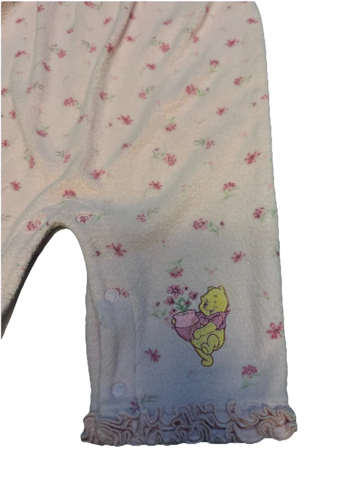 Disney Baby Pooh Mameluco 3-6M Floral Cuello Peter Pan Una Pieza Rosa De Colección Y2K Foto 2 de 4