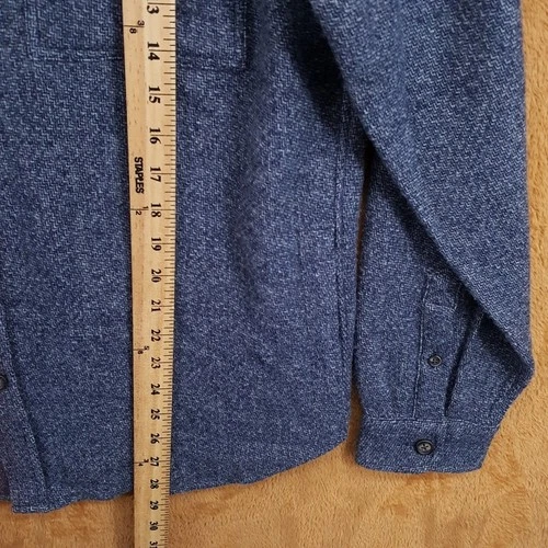 BLOOMINGDALES Jacket Mens Medium Dark Blue Button Up Overshirt 100% Wool $248 image 8