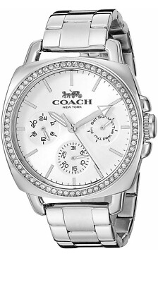 Brand New Coach Boyfriend Women s Silver Bracelet Crystal Dial Watch 14503129