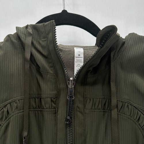 Giacca Lululemon Dance Studio III donna 10 reversibile con cappuccio zip intera oliva scuro - Foto 14 di 15