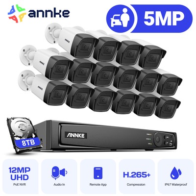 ANNKE 12MP 8CH 16CH NVR 5MP Audio POE Security Camera System AI Detection H.265+