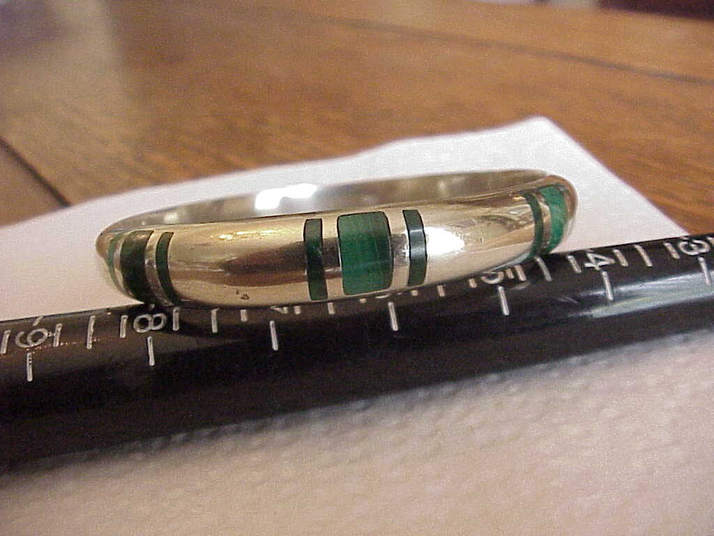 SOLID STERLING SILVER & MALACHITE BRACELET, BOUGH… - image 5