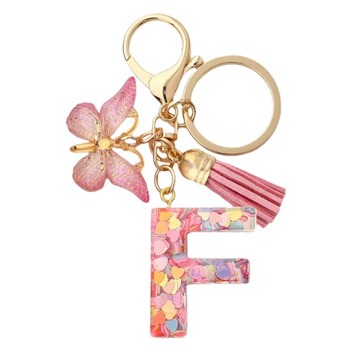Pink Butterfly Initial Letter Key Chain Pendant Resin Keychain Purse Gift New - Picture 16 of 34