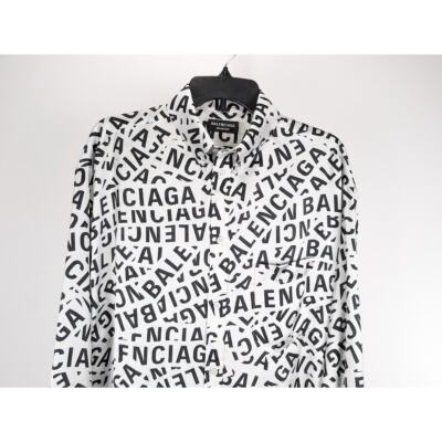 Balenciaga Logo Monogram Shirt in White & Black BNWT 38 | eBay