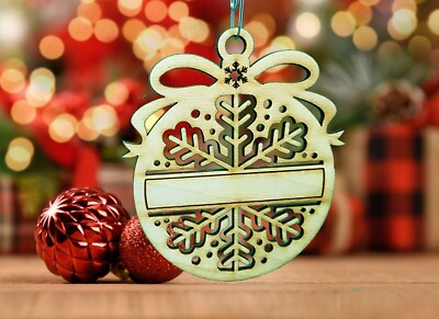 Snowflake Wooden Ornament-Laser Cut, Wood, Acrylic, Personalized, Christmas
