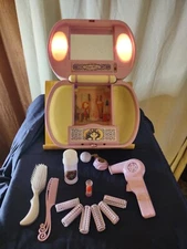 Vintage "Blue Box" Girl's Toy Vanity Set w/Light & Mirror (Includes 12 Pieces)