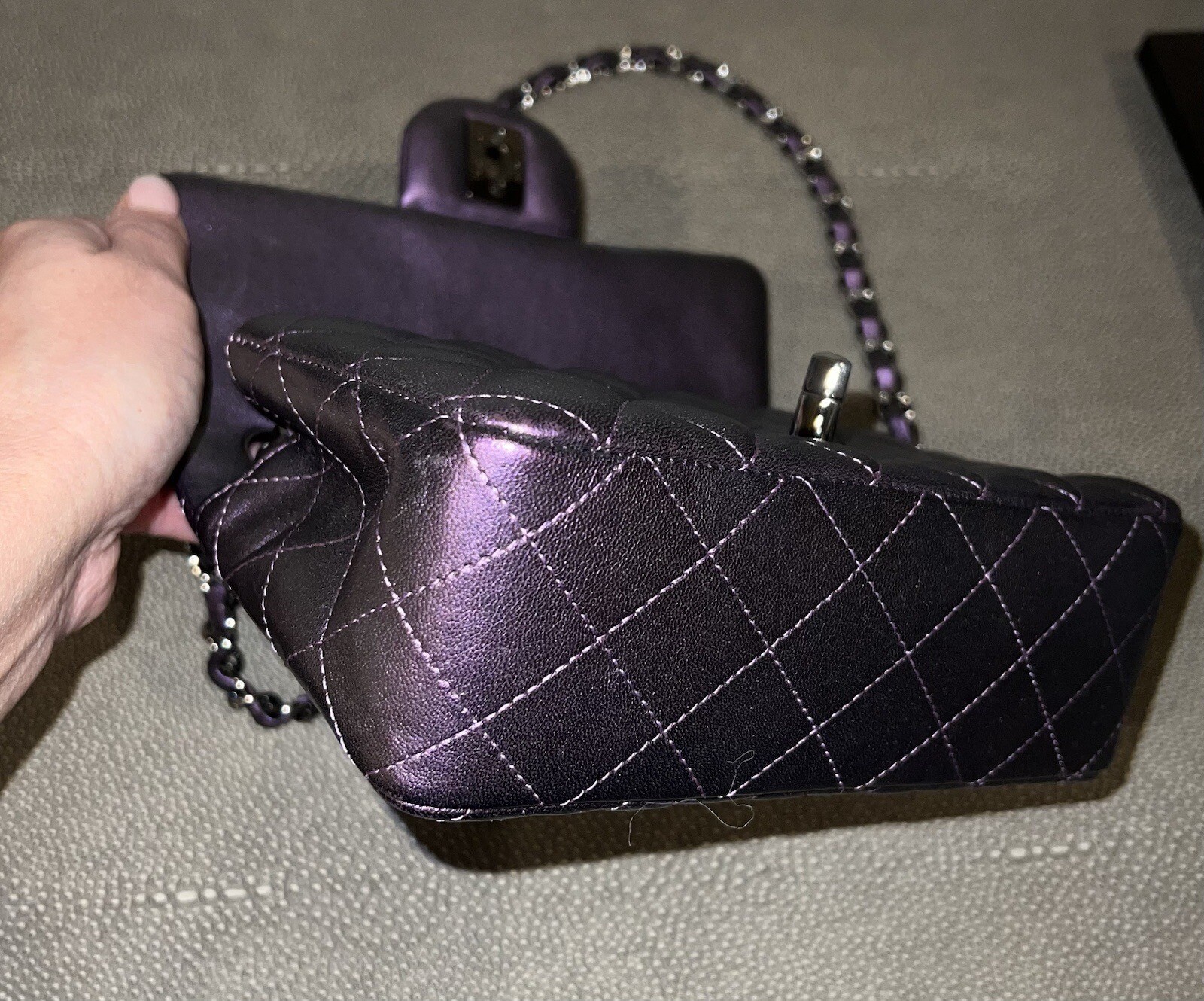 Chanel Mini Rectangular Purple Iridescent Calfski… - image 8