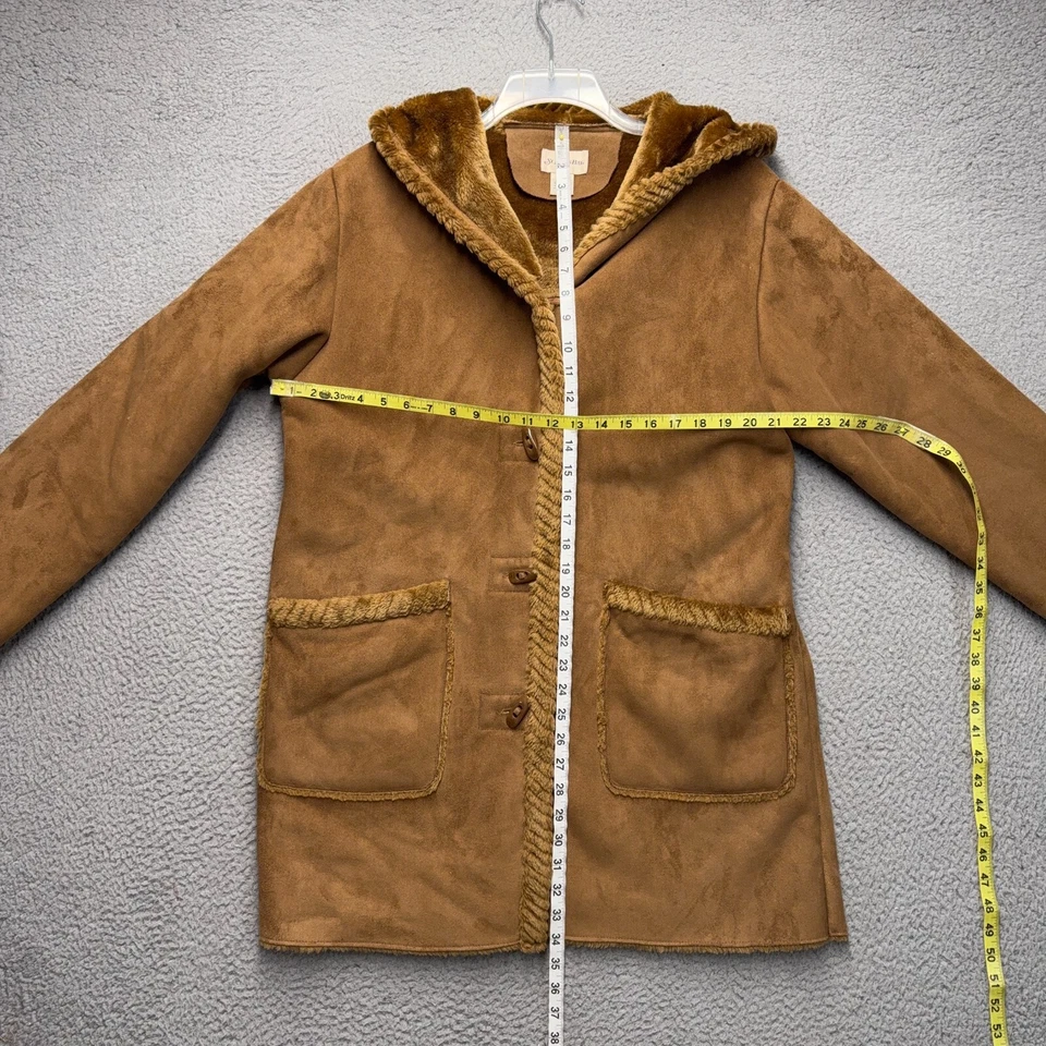 Abrigo de colección St Johns Bay para mujer grande marrón imitación gamuza forrado con capucha al aire libre Foto 2 de 4