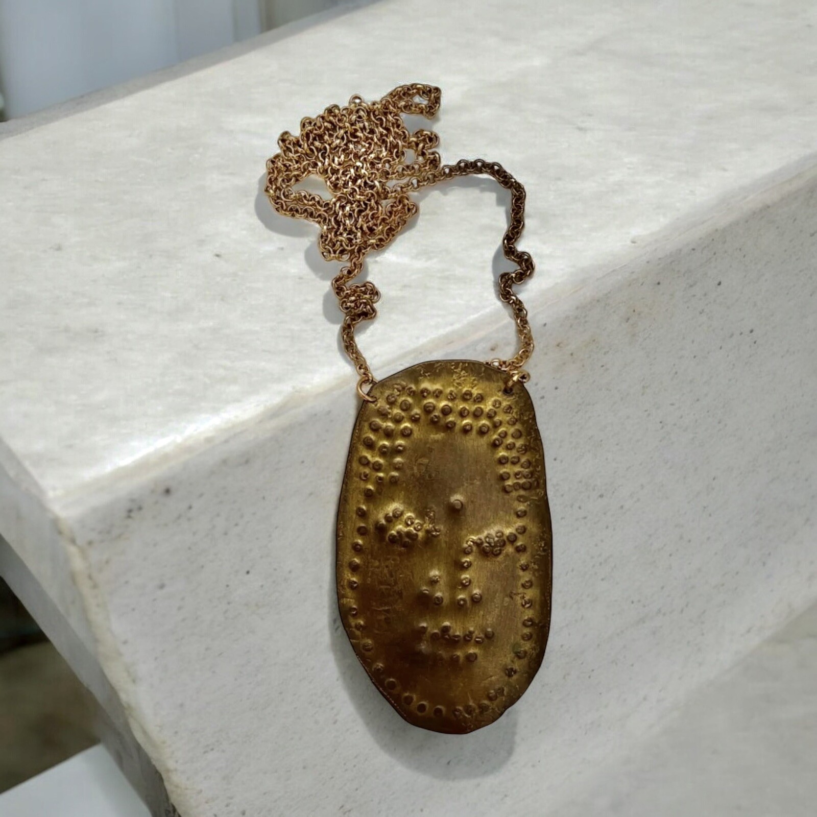 Large Vintage Frankenthaler/Lucio Fontana-Like Mid Century Necklace/Pendant