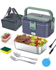 Electric Lunch Box80W Heated Lunch Box for Men 1.8L 304 Stainless Steel Elect...
