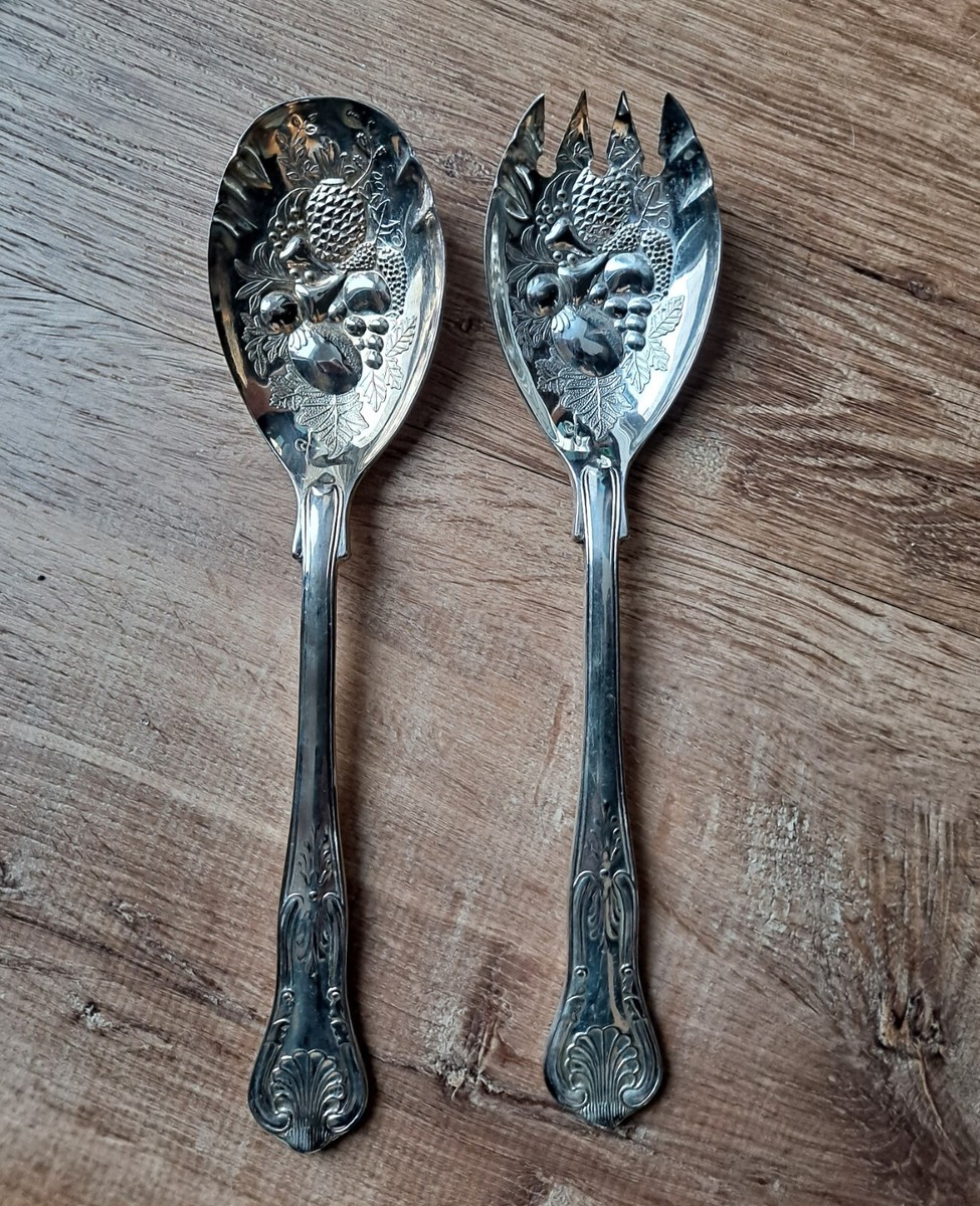 FB Rogers Silver Co Serving Fork and Spoon 9