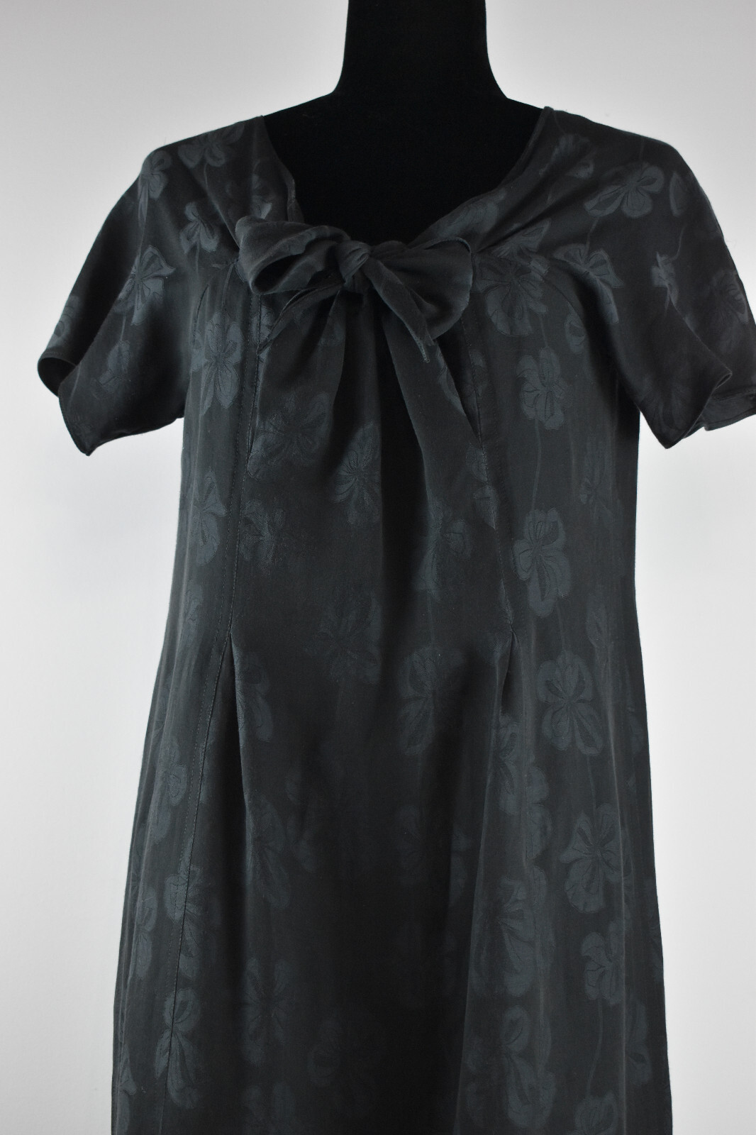 Abito Yves Saint Laurent Rive Gauche taglia 40 tubino floreale fiocco manica corta grigio M