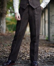 1920s Chocolate Brown Tweed Trousers Annual Ring XL