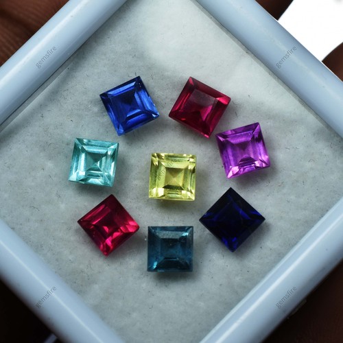 5x5 mm 8 Pcs Natural CERTIFIED Untreated Sapphire Square Cut Loose Gemstone Lot - Picture 4 of 16