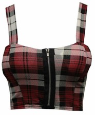 Women Ladies Printed Boobtube Strap Front Zip Padded Bralet Bra Crop Top Uk8-14