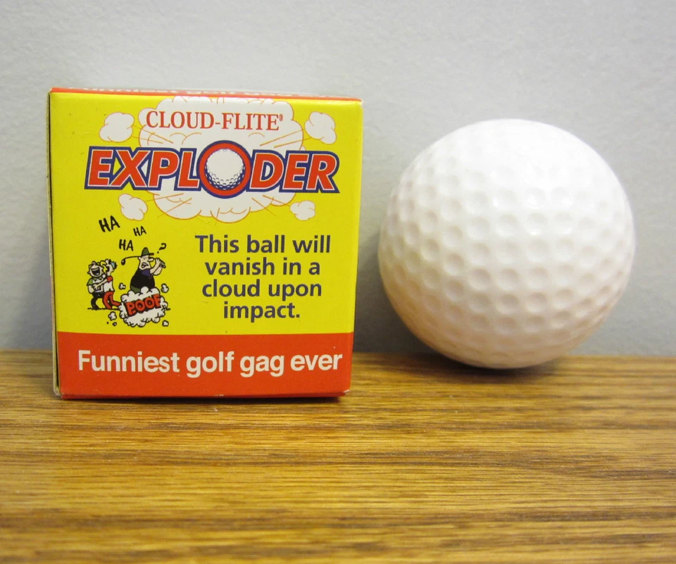 1 BOLA DE GOLFE EXPLODINDO EXPLODE EM UMA NUVEM DE MORDAÇA DE FUMAÇA PRESENTE BRINCADEIRA NUVEM-FLITE - Imagem 2 de 3