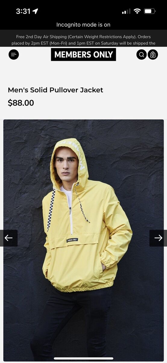 MEMBERS ONLY Yellow Windbreaker Jacket Mens Hooded . Sz MEMBERS ONLY Yellow Windbreaker Jacket Mens Hooded . Sz